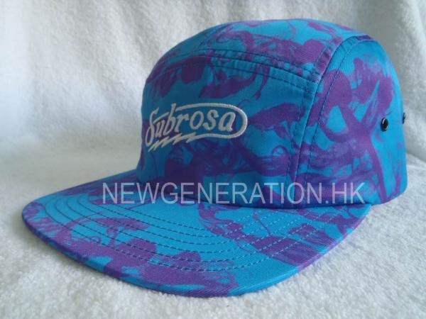 Sublimation polyester and Embroidery 5 Panels Camp Cap